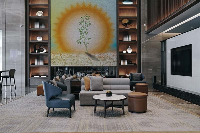 Sooraj, Realistic Glowing Sun Wallpaper Mural shown in a room