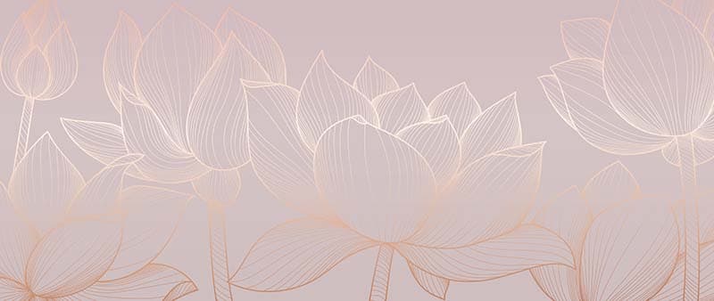 Splendor Golden Lotus Wallpaper Mural pattern detail