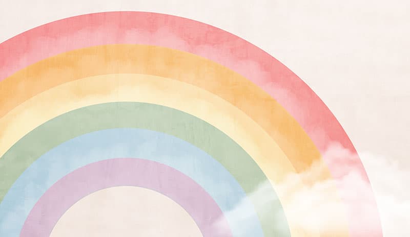 Colorful Pastel Rainbow Kids Room Wallpaper pattern detail