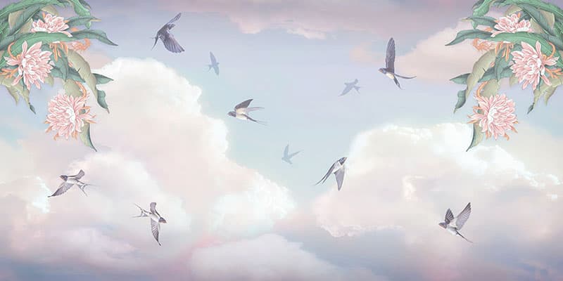 Swallow Serenade Wallpaper Mural pattern detail