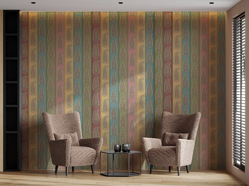 Ikat, Weave of Traditions Wallpaper Mural, Customized shown in a room