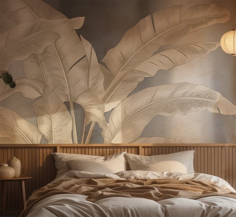 Aura, Shimmering Banana Elegance Wallpaper Mural, Customized shown in a room