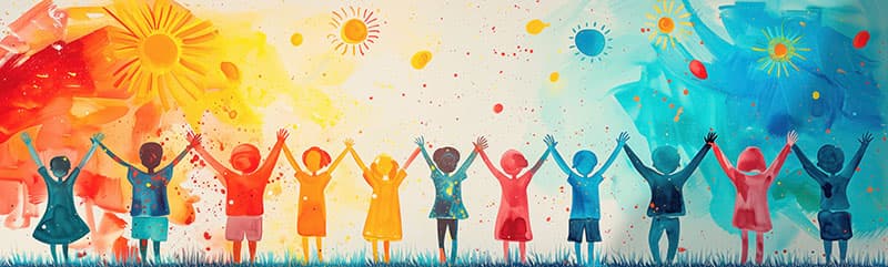 Happiness and Friendship Art Wallpaper Mural pattern detail