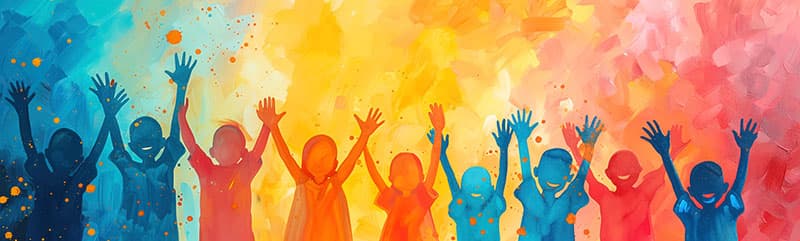 Joyful Connections, Childrens Art Wallpaper Mural pattern detail