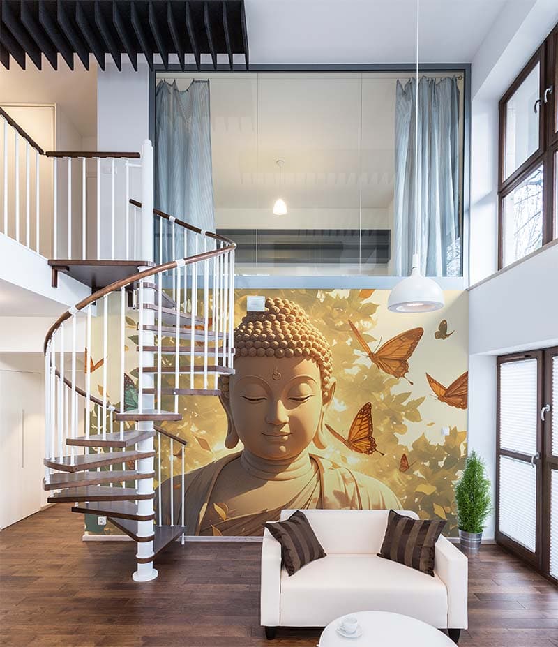 Buddhadeva Bliss Wallpaper Mural shown in a room