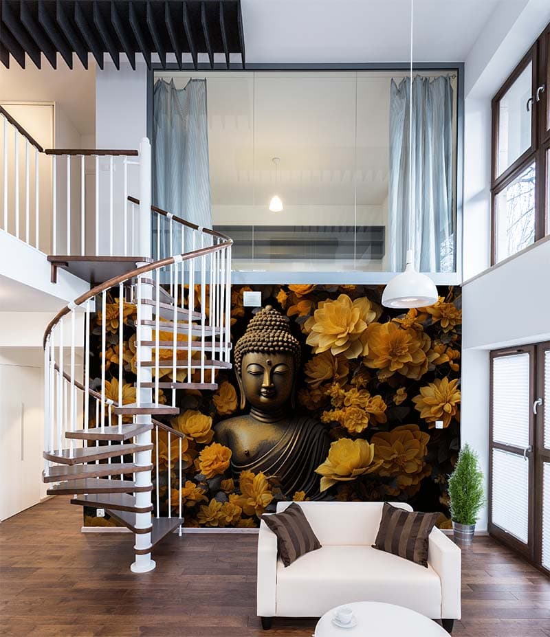 Tathagata Tranquility Wallpaper Mural shown in a room
