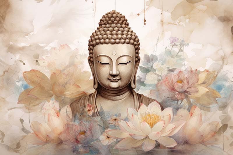 Vipasana Vibes Buddha Mural Wallpaper pattern detail