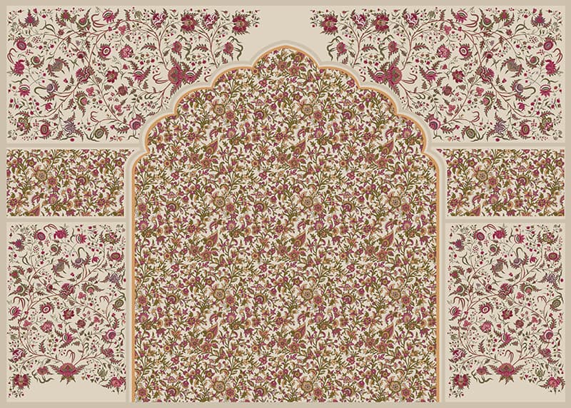 Pushp Dwaar, Blooming Meadows Wallpaper Mural, Customized pattern detail