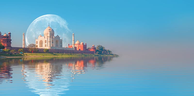 Beautiful Taj Mahal on The Banks of Yamuna Wallpaper Mural pattern detail