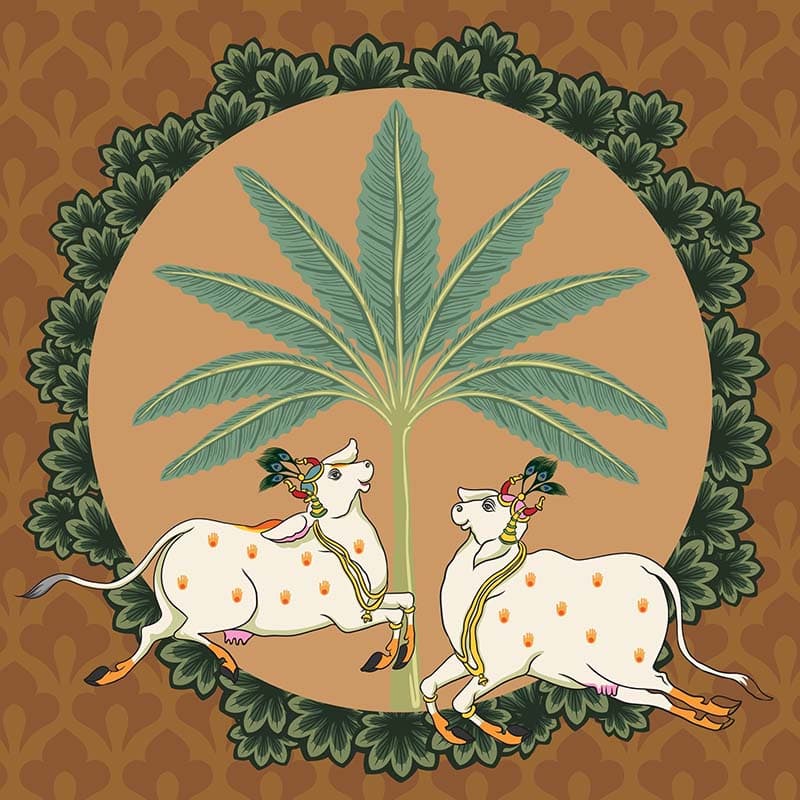 Blessed Bovine, Beautiful Cow Wallpaper Mural pattern detail