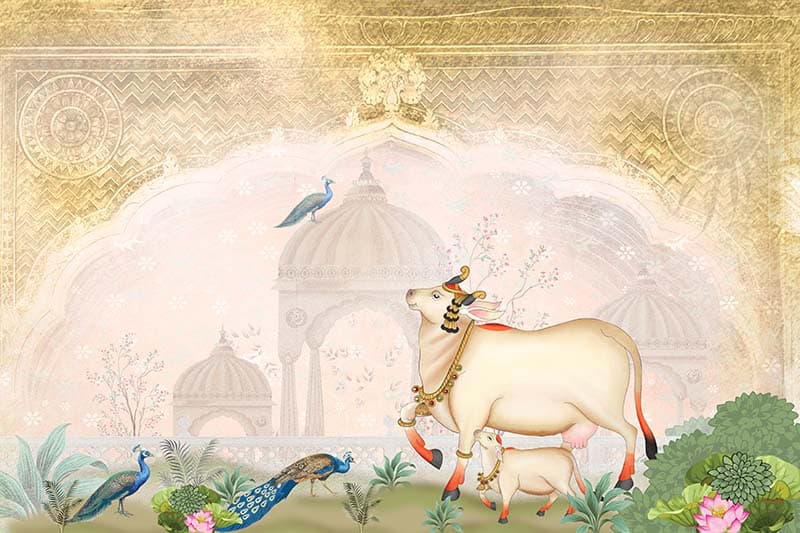Divine Cow Elegance Wallpaper Mural pattern detail