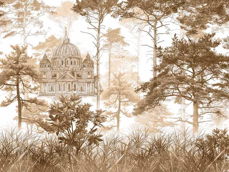 Majestic Brown Whisper Wallpaper Mural, Customized pattern detail