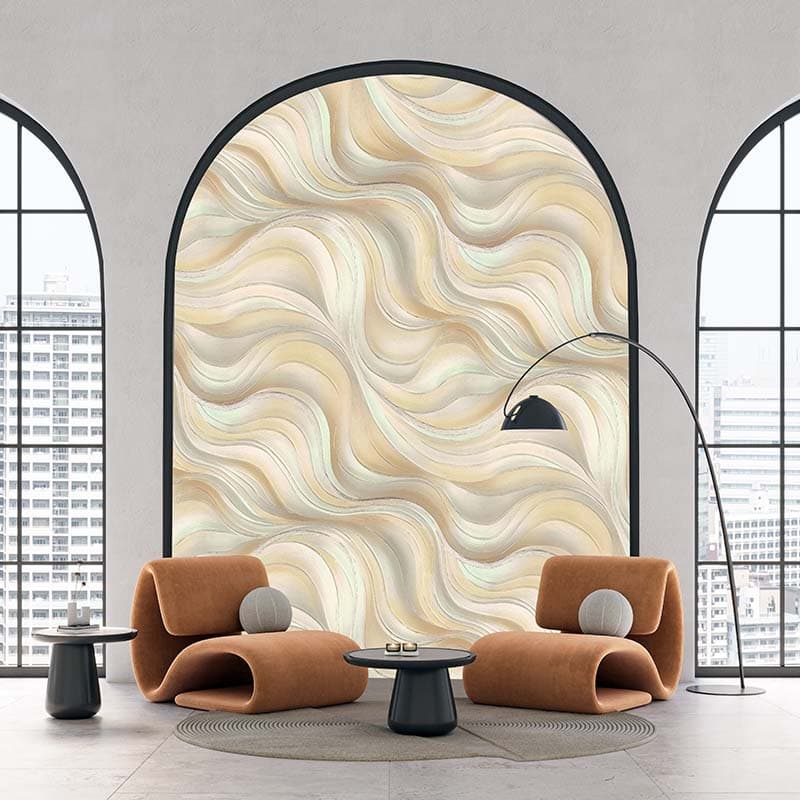Boho Shibori Style Wallpaper Mural shown in a room