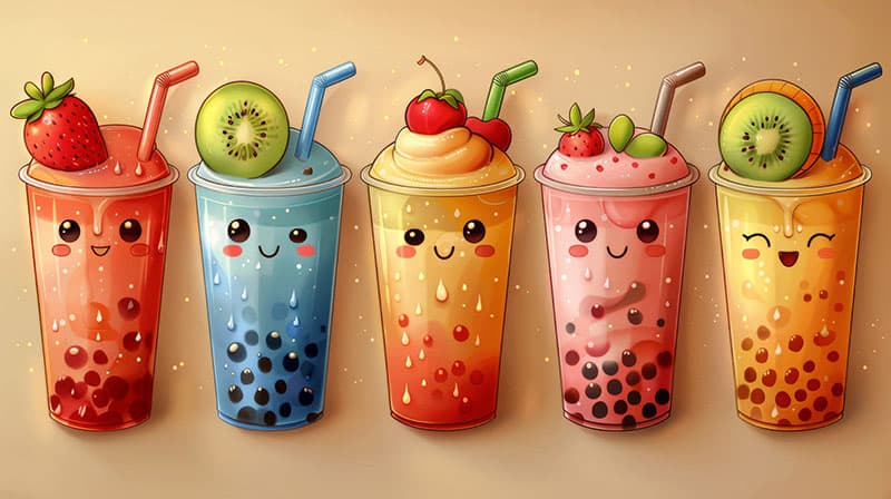 Cute Kawai Style Doodle Art Wallpaper Mural pattern detail