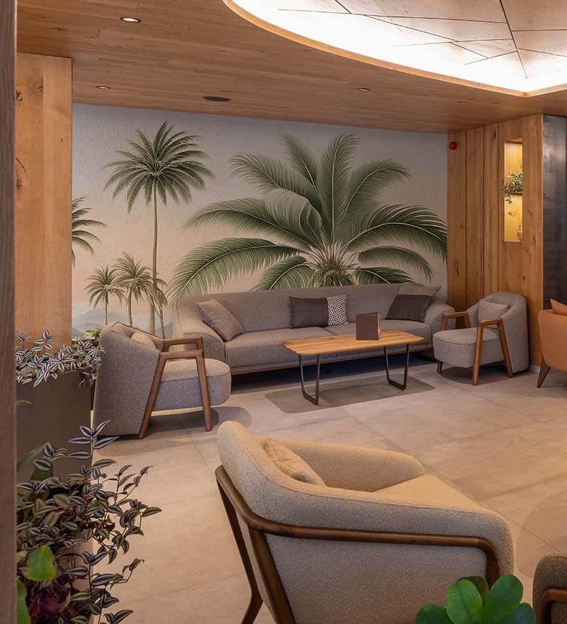 Exotic Palm Bliss Wallpaper Mural shown in a room