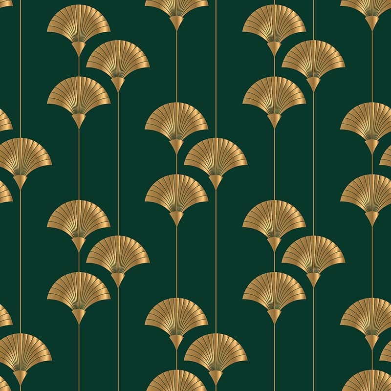 Golden Emerald Art Deco Wallpaper Mural pattern detail