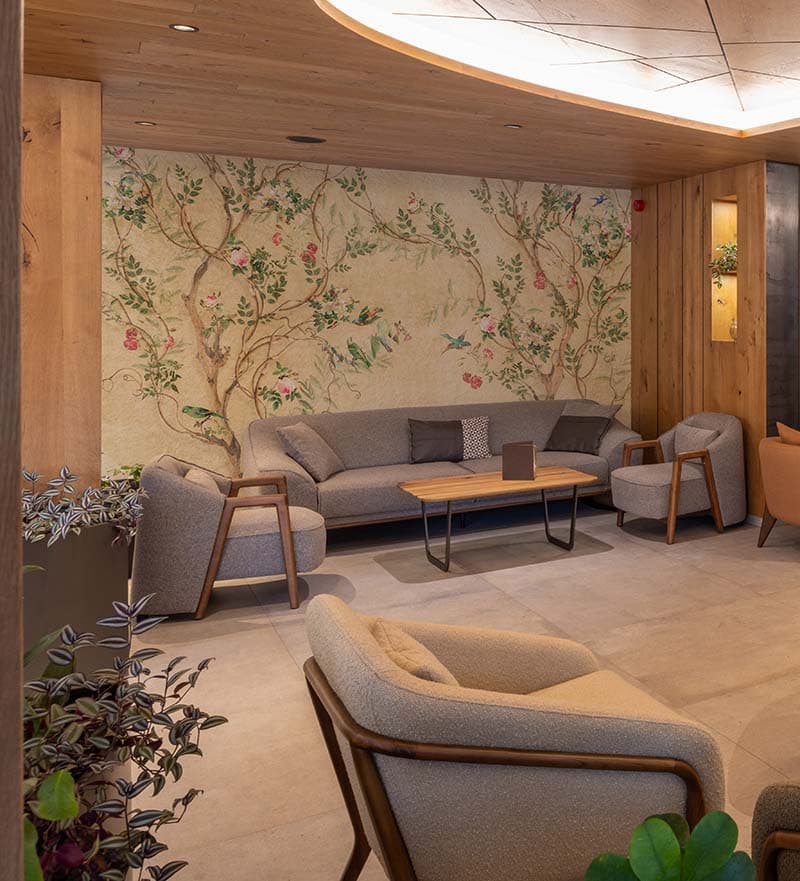 Oriental Elegance Chinoiserie Wallpaper Mural shown in a room