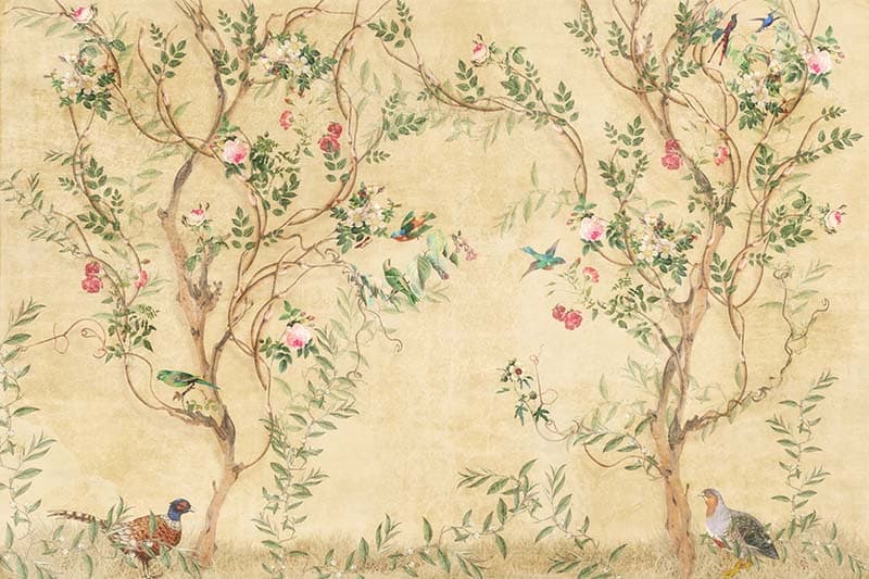 Oriental Elegance Chinoiserie Wallpaper Mural pattern detail