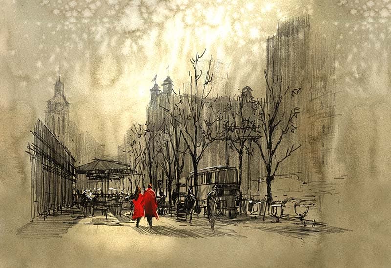 Street Serenade Artistic Wallpaper Mural pattern detail