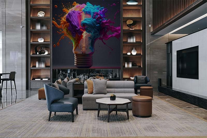 The Spark of Creativity Wallpaper Mural shown in a room