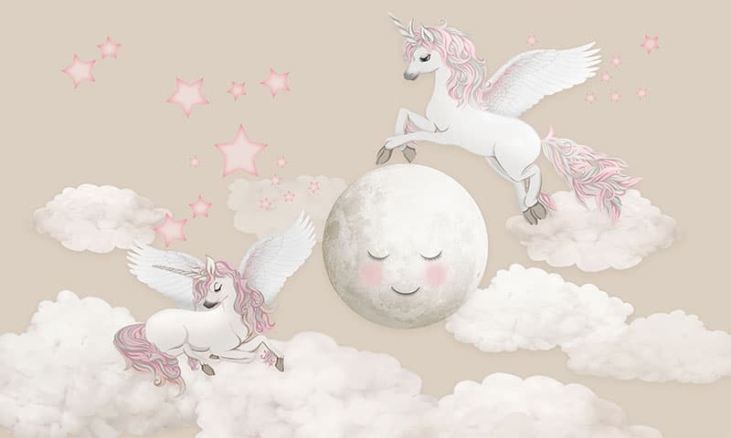 Unicorn Moon Magic Mural Wallpaper pattern detail