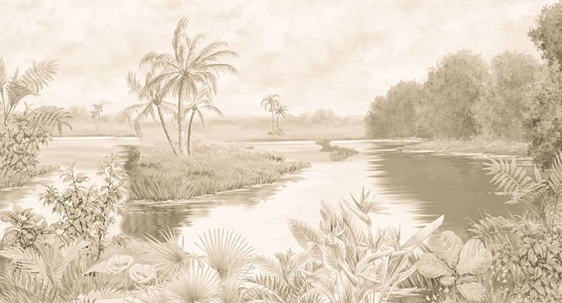Vintage Forest Scenic Landscape Wallpaper Mural pattern detail