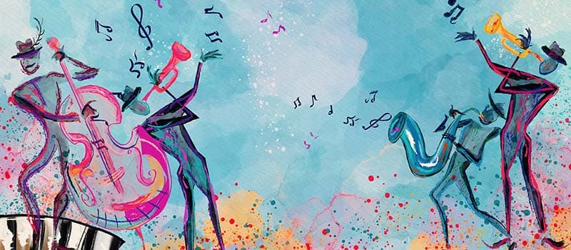 World of Music Watercolor Art Wallpaper Mural pattern detail