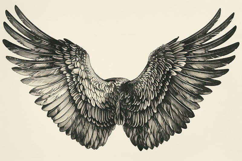 Angel Wings Drawing Wallpaper Mural pattern detail