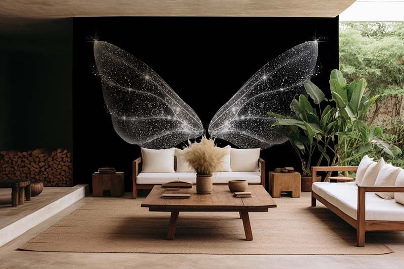 Celestial Wings Embrace Wallpaper Mural shown in a room