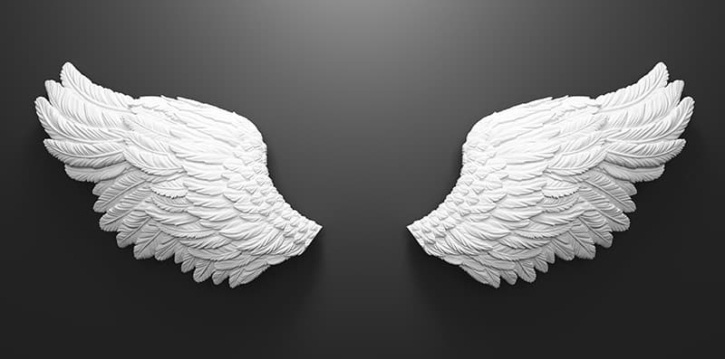 Serene White Angel Wings Wallpaper Mural pattern detail