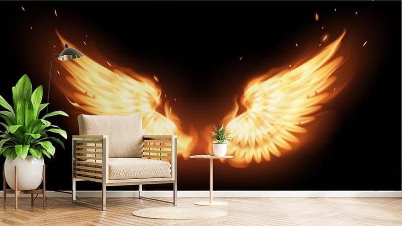 Wings on Fire Wallpaper Mural shown in a room