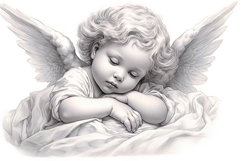 Angelina, Sleeping Cute Angel Wallpaper Mural pattern detail
