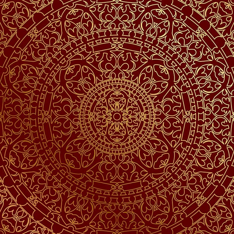 Golden Maroon Mandala Wallpaper Mural pattern detail