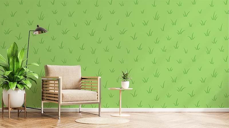 Green Grass Blades Texture Wallpaper Mural shown in a room