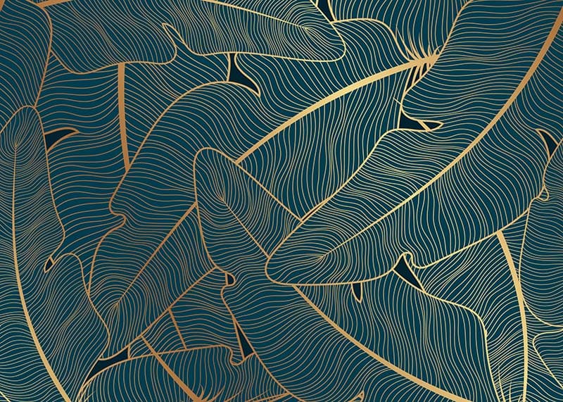 Rekhta, Golden Leaf Dreamscape Wallpaper Mural pattern detail