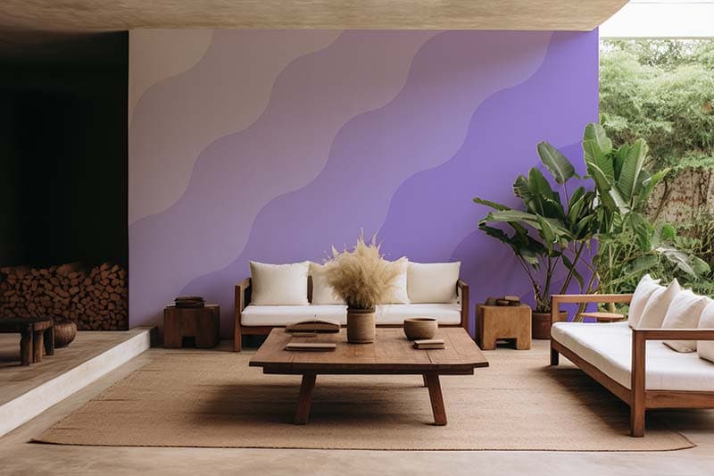 Abstract Purple Gradient Art Wallpaper Mural shown in a room