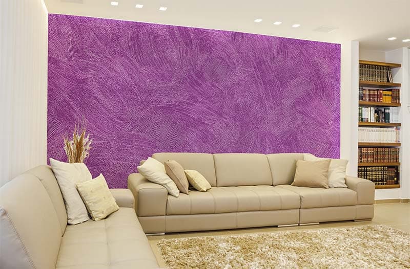 Violet Purple Brushstrokes Wallpaper shown in a room