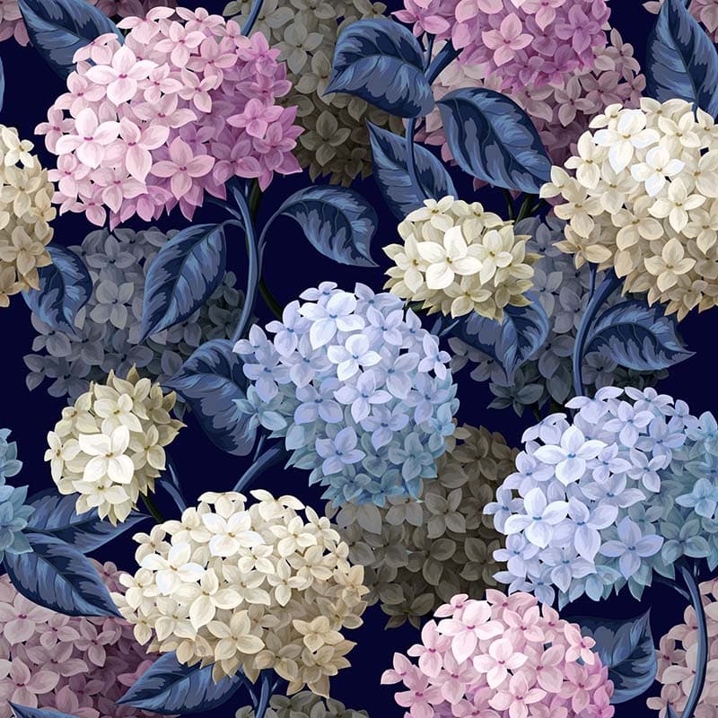 Beautiful Hydrangeas Flowers Wallpaper Mural pattern detail