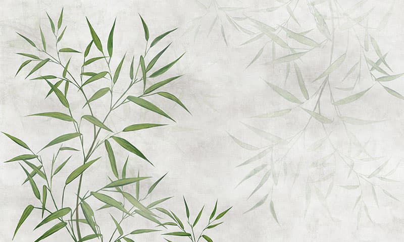 Aesthetic Soothing Bamboo Leaves Mural Wallpaper pattern detail