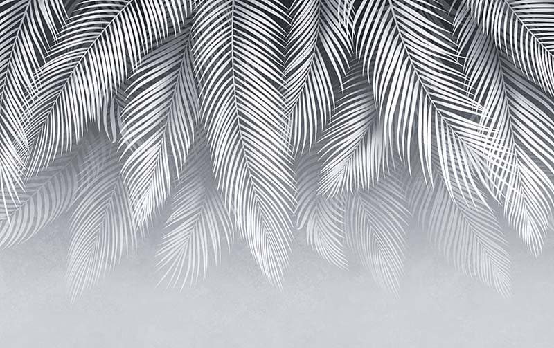 Pewter Palm Breeze Wallpaper Mural pattern detail