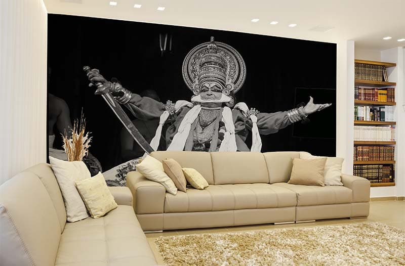 Legendary Kathakali Artist Wallpaper Mural shown in a room