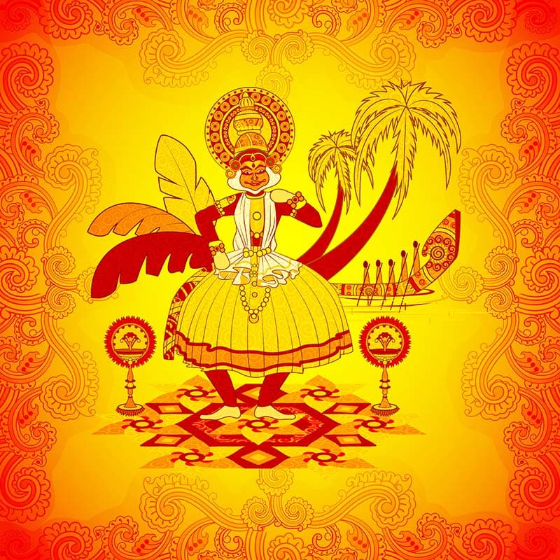 Kathakali Indian Art Style Wallpaper Mural pattern detail