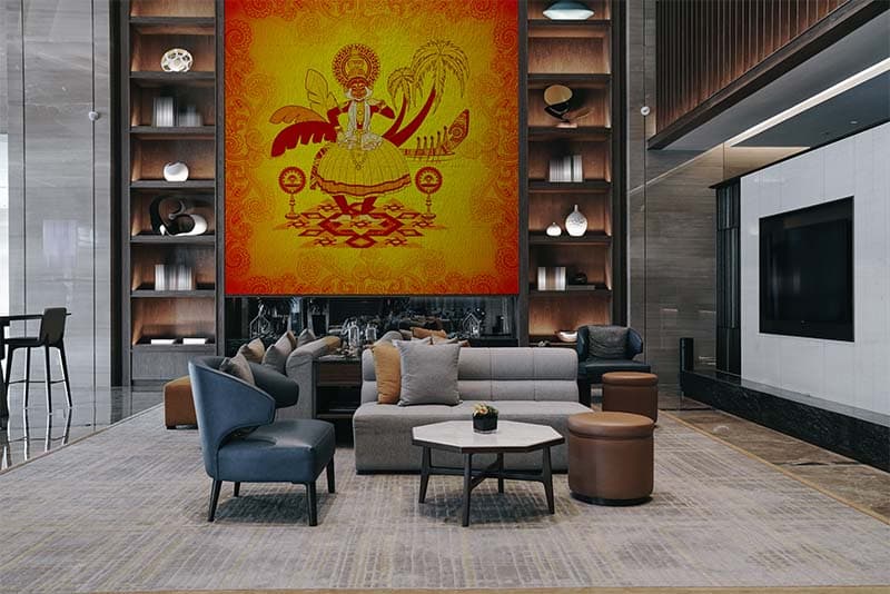 Kathakali Indian Art Style Wallpaper Mural shown in a room