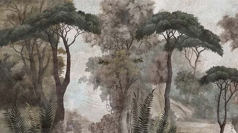 3D Old Forest Wallpaper Mural pattern detail