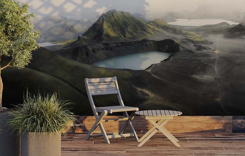 Lake in Iceland Photograph Wallpaper Mural shown in a room