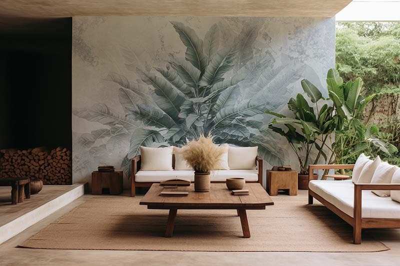 Peaceful Banana Tree Wallpaper Mural shown in a room