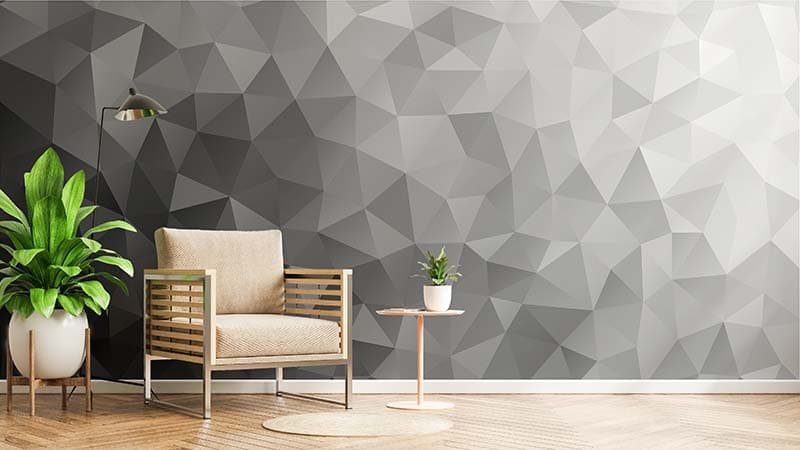 Contemporary Dynamic Gray Design Aesthetic Wallpaper shown in a room
