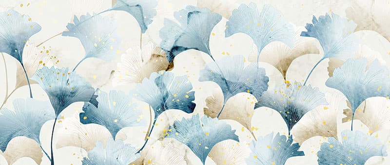 Luxury Ginkgo Leaves Art Wallpaper Mural pattern detail