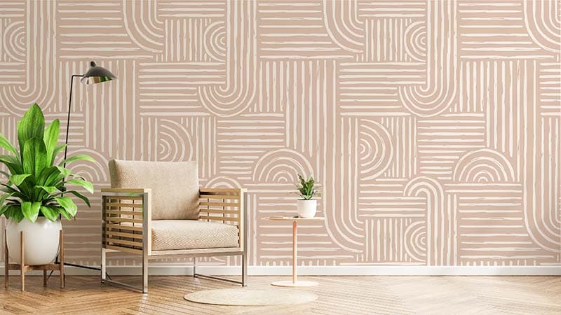 Trendy Aesthetic Modern Design Wallpaper Mural shown in a room