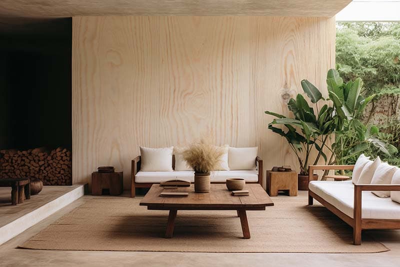 Beautiful Wood Texture Wallpaper Mural shown in a room